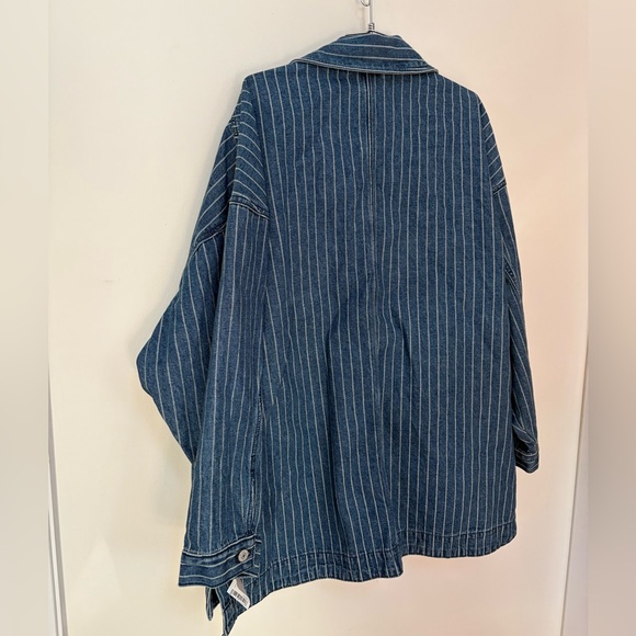 NWT Free People We The Free Madison City Pinstripe Denim Jacket Size Large - Picture 12 of 15
